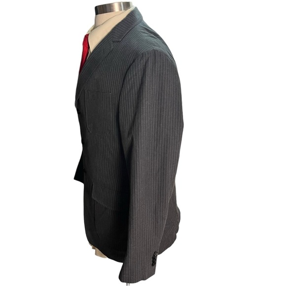 Banana Republic Modern Fit Men Medium Grey Light Grey Striped Suit Jacket Sz 44L - Picture 4 of 16